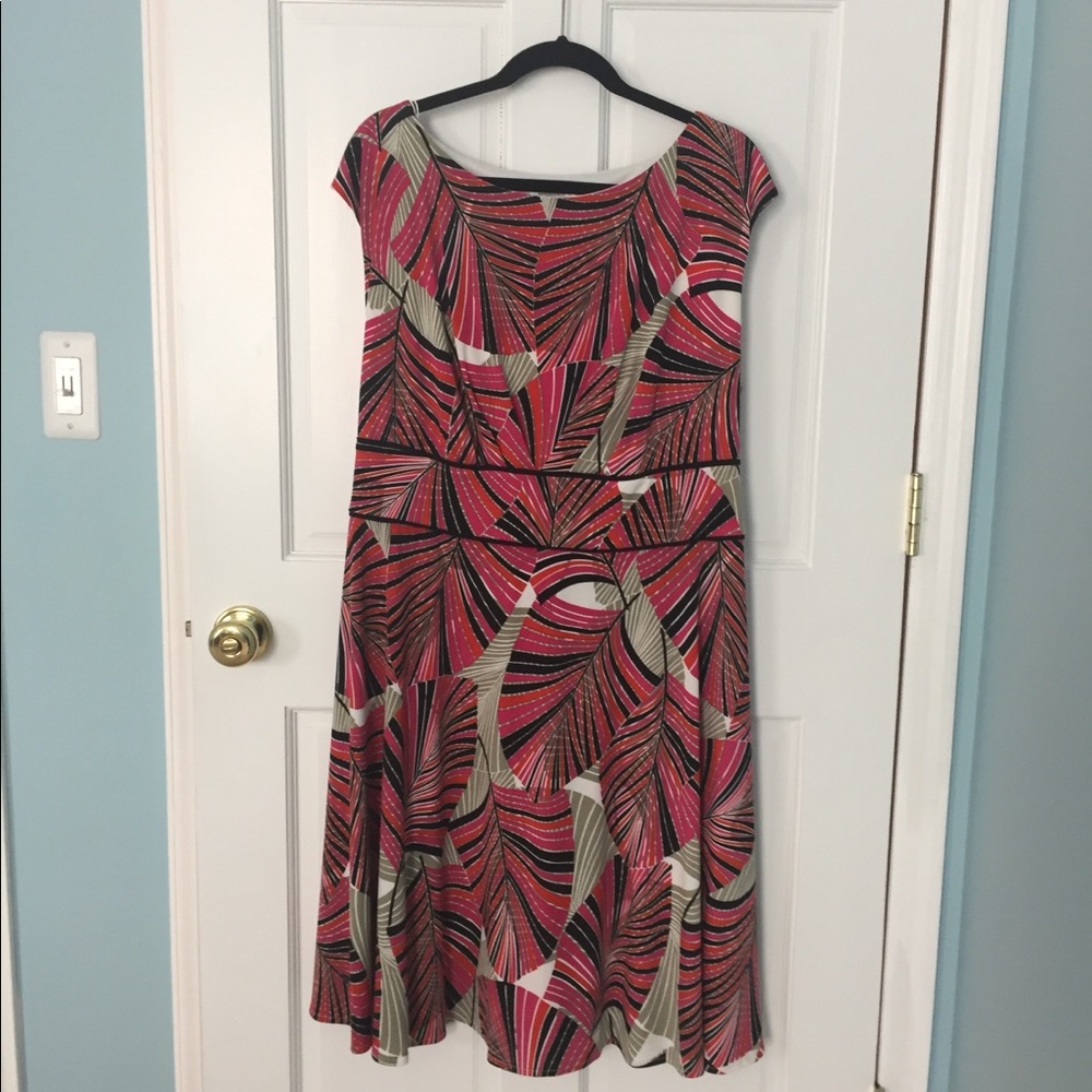 Pink and Red Palm Print Semi- Formal dress